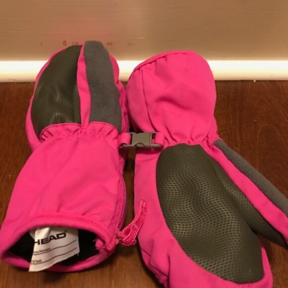 Girls S-M Pink Pom-Pom Ears Winter Hat & Snow Mittens Bundle - Picture 4 of 5